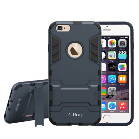 iPhone 6 Case,6S Case,Z-Roya [ Robot-Bear] Dual Layer Protective Hybird Armor Case [Slim Fit] Advanced Shock Absorption Protection with Kick-Stand Feature for iPhone 6&6S 4.7"-CGTXA06B-Black