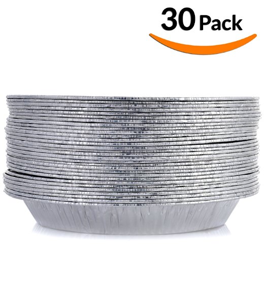 DOBI Pie Pans - Disposable Aluminum Foil Pie Plates, Standard Size - 9 x 1.25 Inches, Pack of 30. Favorite Pie Tin for Homemade Cakes & Pies
