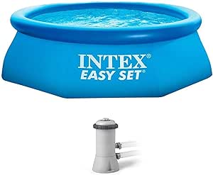 Intex 8ft x 30in Easy Set Inflatable Above Ground Polygonal Pool w/Filter Pump