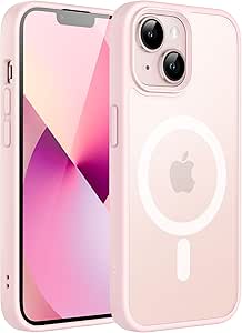 JETech Magnetic Case for iPhone 13 6.1-Inch Compatible with MagSafe, Translucent Matte Back Slim Shockproof Phone Cover (Pink)