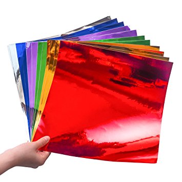 VINYL FROG New Vision 12"x12" Mirror Chrome Self Adhesive Vinyl Sheets(13 Sheets)Assorted Colors for Cricut or Silhouette Cameo