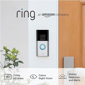 Introducing Ring Battery Video Doorbell Plus   Ring Chime by Amazon | Wireless Video Doorbell camera with 1536p HD Video, Head-To-Toe View, Colour Night Vision