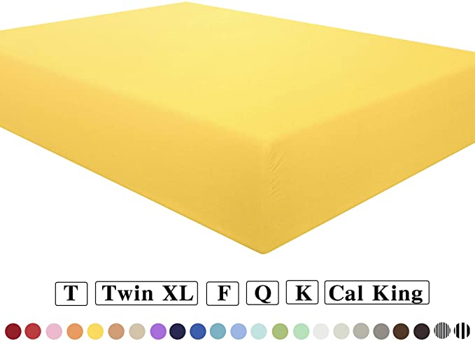 NTBAY Fitted Sheet Twin Yellow Brushed Microfiber Deep Pocket Sheet Wrinkle, Fade, Stain Resistant