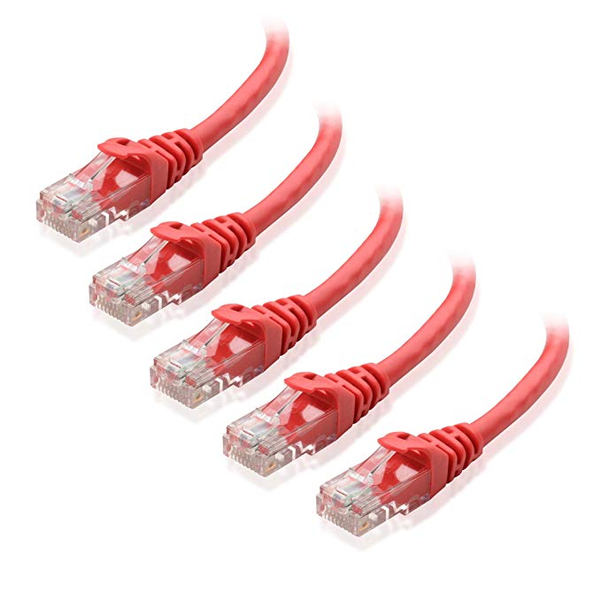 Cable Matters 5-Pack Snagless Cat6 Ethernet Cable (Cat6 Cable/Cat 6 Cable) in Red 10 Feet - Availble 1FT - 150FT in Length