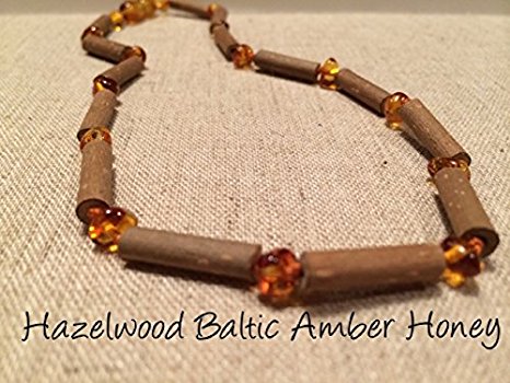Hazelwood Necklace 12.5 to 13 Inches Baltic Amber Honey for babies baby infant toddler bub for Gut issues; Eczema, Colic, Reflux, GERD, heartburn, and ulcers.. 33-34 cm