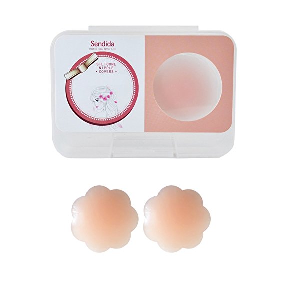 Sendida 2 Pairs Nippleless Covers with Storage Box Nipple Cover Pads for Women