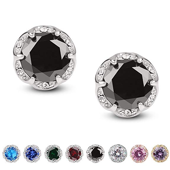 Jardme Crown Shape Crystal Round Earring Stud White Cubic Zircon Earring Stud For Party, Evening