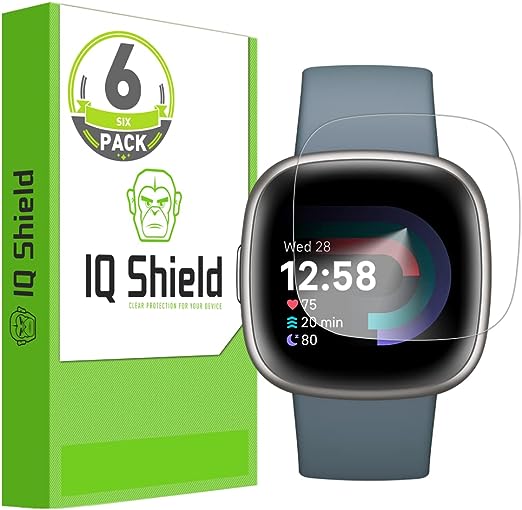 IQShield Screen Protector Compatible with Fitbit Sense 2 / Fitbit Versa 4 (6-Pack) Anti-Bubble Clear Film