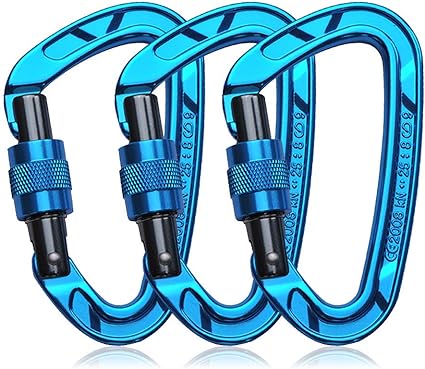 Kailas Locking Climbing Carabiners Rock Clips Heavy Duty Steel UIAA Certified 25KN Screw Gate D Shape for Rappelling and Mountaineering