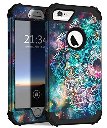 iPhone 6s Case, iPhone 6 Case, Hocase Shockproof Heavy Duty Hard Plastic Silicone Rubber Bumper Full Body Protective Case with 4.7-inch Display for iPhone 6s/iPhone 6 - Mandala in Galaxy