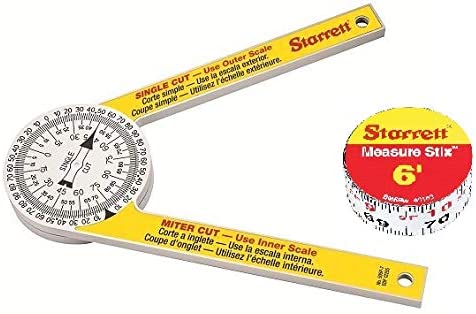 Miter Saw Protractor & Measure Stix with Adhesive Backing, English Graduation Style, Left to Right Reading, 6' Length, 0.75" Width, 0.0625" Graduation Interval Bunded Edition