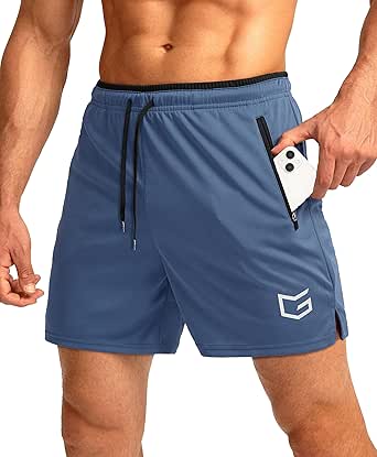 G Gradual Men's Running Shorts with Zipper Pockets Quick Dry Gym Athletic Workout 5" Shorts for Men