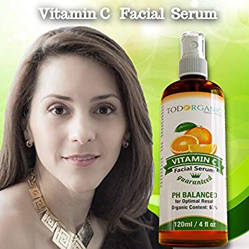 Todorganic Vitamin C Facial Serum 4 oz,Vitamin C Facial Serum , pH Balanced for Optimal Result , Organic Content: 67% , Get a free shipping if you order 2 pcs!