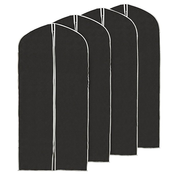 60 inch Garment Bag, EZOWare Black Foldable Breathable Garment Suit Dress Jacket Coat Shirt Dust Cover Travel Bag - Set of 4