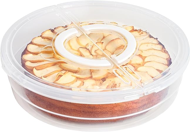 Miles Kimball Plastic Pie Carrier with Lid and Handles - Airtight Cover, BPA Free Container for Pies and Pastry Products - Round Keeper Keeps Cookies, Muffins, Cupcakes, Bakery Fresh