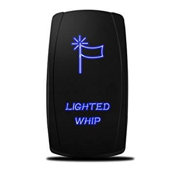 MICTUNING MIC-LSW1 5Pin Laser Lighted Whip Rocker Switch On-Off LED Light 20A 12V, Blue