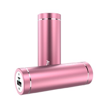 AUKEY Mini 5000mAh Ultra Portable Charger External Battery Power Bank with AiPower Adaptive Charging for iPhone 6S , 6 , 6Plus , Galaxy S7 , S7 Edge , Edge  , Note 5 and more - Pink