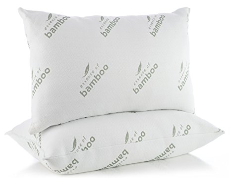 Pillows For Sleeping in Super Plush Comfort - Essence of Bamboo Derived Rayon Premium Edition Hypoallergenic Down Alternative Fiber Pillow - Crafted in USA (Queen 2-Pack) Best Sleep Ever