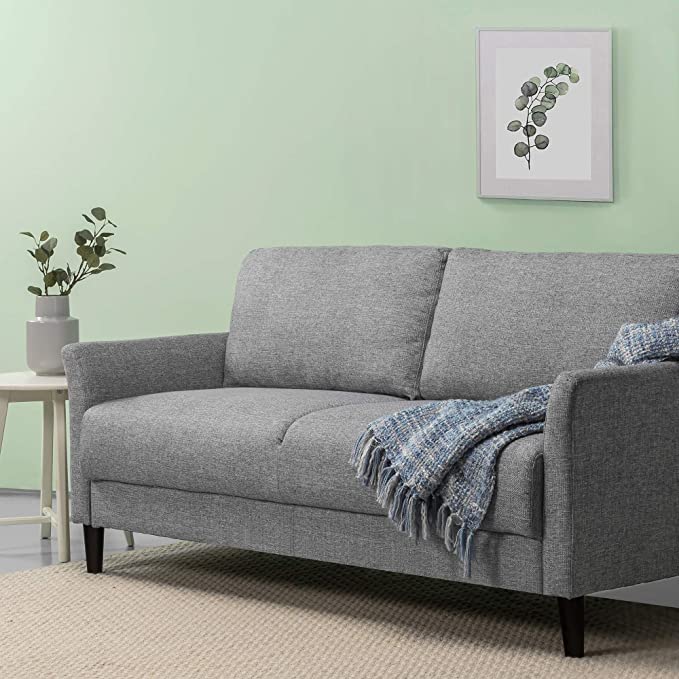 Zinus Jackie Classic Upholstered 71 Inch Sofa/Living Room Couch, Soft Grey