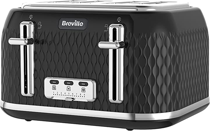 Breville Curve 4-Slice Toaster with High Lift and Wide Slots | Black & Chrome [VTT786]