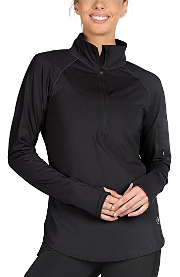 icyzone Women's Workout Yoga Track Jacket 1/2 Zip Long Sleeve Running Shirt