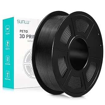 SUNLU 3D Printer Filament, Toughness PETG Filaments for 3D Printing, Neatly Wound Filament, High Strength, Better Flow of SUNLU No Clogging Premium PETG Filament 1.75  /- 0.02 mm, 1KG Spool, Black