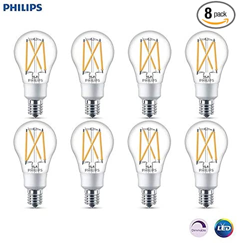 Philips LED Classic Glass Dimmable A15 Light Bulb: 350-Lumen, 2700-Kelvin, 3.8 Watt, E17 Base, Warm Glow, 8-Pack