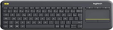 Logitech K400 Plus Wireless Touch TV Keyboard With Easy Media Control and Built-in Touchpad, AZERTY French Layout - Black