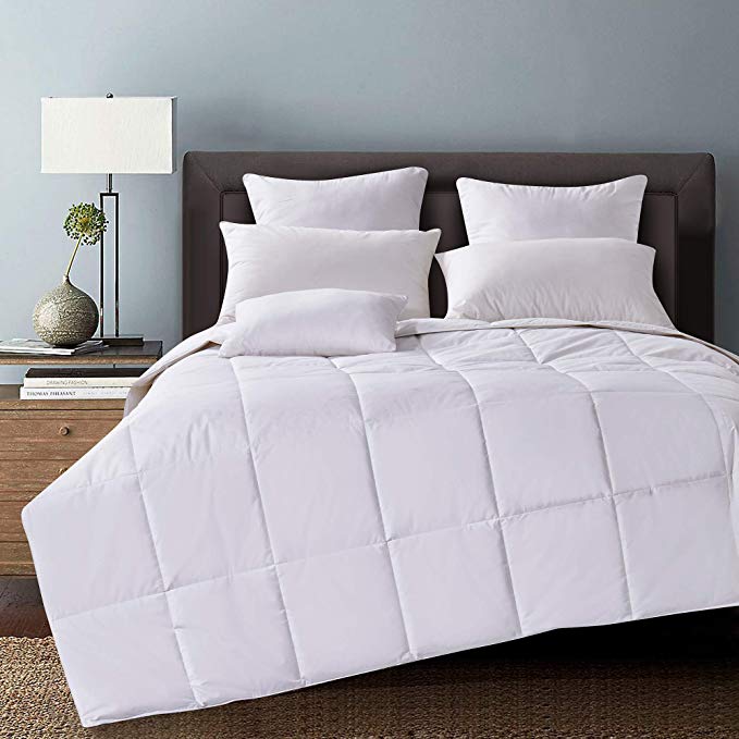 Lightweight Down Comforter Duvet Insert Cotton 550 Fill Power, White, King Size