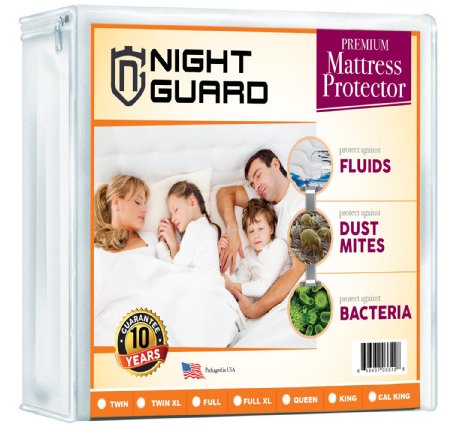 Night Guard - Premium Hypoallergenic Waterproof Mattress Protector - Vinyl Free - 10 Year Warranty (KING) - Perfect Gift Idea
