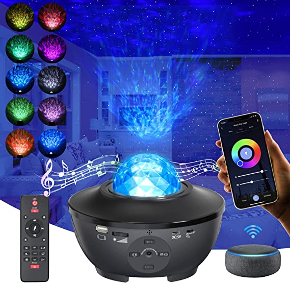 Galaxy Projector, Star Projector with Bluetooth Speaker, Galaxy Night Light Projector with Remote Control Compatible with Alexa & Google for Bedroom, Room Decor, Home Theatre, Adults & Kids