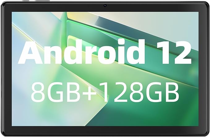 SGIN 10 Inch Tablet, Android 12 Tablets Computer with 8GB RAM 128GB ROM, Octa-Core 2.0Ghz Processor, 1982 * 1200 Pixel IPS Display, 5MP 8MP Dual Camera, 6000mAh, GPS, WiFi, Bluetooth 5.0 (Black)