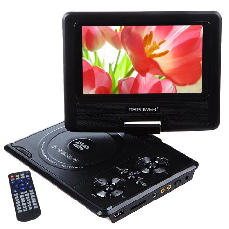 DBPOWER 7.5-Inch Portable DVD Player with Rechargeable Battery, SD Card Slot and USB Port - Black