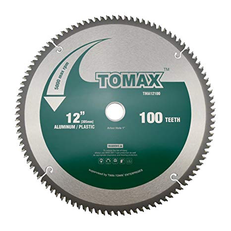 TOMAX 12-Inch 100 Tooth TCG Aluminum and Non-Ferrous Metal Saw Blade with 1-Inch Arbor