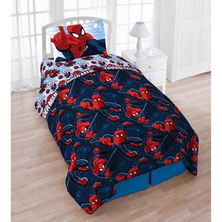 Spiderman Twin Bedding Set Comforter and Sheets with Bonus Tote, 4pc