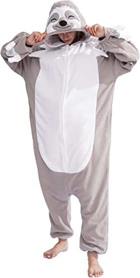 Adult Sloth Onesie Pajamas Cosplay Animal Homewear Sleepwear Jumpsuit Costume for Women Men