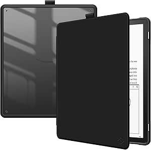 Fintie Hybrid Slim Case for Kindle Scribe 10.2 Inch Tablet (2022 Released) - Shockproof Cover Transparent Back Shell with Pencil Holder, Black