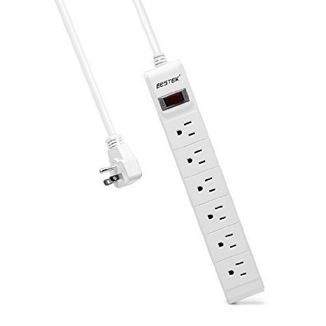 BESTEK 6-Outlet Surge Protector Power Strip with 6-Feet Power Cord