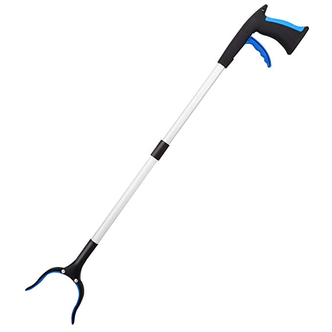 Housolution Grabber Tool, 32" Foldable Reacher Picker Upper Grabber, Lightweight Aluminum Long Handy Reaching Assist Tool with Rotating Grip for Trash Pick Up/Litter Picker/Garden Nabber - Blue