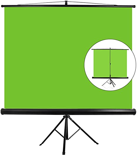 Emart Photo Video Studio Backdrop, Collapsible Chroma Key Panel Green Screen with Adjustable Tripod, Portable Wrinkle Free Pull Up Greenscreen Background with Auto-Locking Frame, Quick Assembly