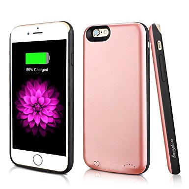 iPhone 6 Battery Charging Case,Smaiphone Ultra Slim External Battery Backup Charger Case 2800mAh with for iPhone 6/6S with Lightning Cable Input (Rose Gold)