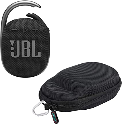 JBL Clip 4 Waterproof Portable Bluetooth Speaker Bundle with Megen Protective Hardshell Case (Black)