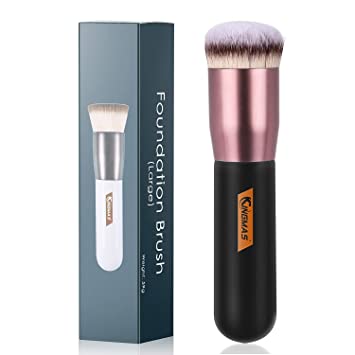 Foundation Brush, Premium Round Top Kabuki Makeup Brush for Liquid, Blending, Cream, Powder,Blush Buffing Stippling Face Makeup Tools (Black, B (Round Top))