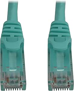 Tripp Lite Cat6a 10G Ethernet Cable, Snagless Molded UTP Network Patch Cable (RJ45 M/M), Aqua, 2 Feet / 0.6 Meters, Manufacturer's Warranty (N261-002-AQ)