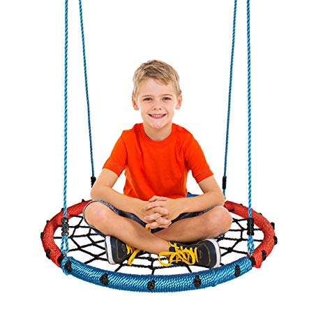 KHOMO GEAR - Extra Large Super Hero 24 Inches Diameter Swing & Spin Set - Complete Set - Includes Tree Swing Hanging Kit - Red and Blue