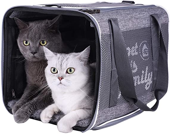 petisfam Top Load Cat Carrier with Privacy Zippered Flaps for Large, Medium Cats, 2 Kitties and Sensitive Cats