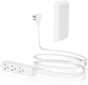 Flat Plug Power Strip 3FT Extension Cord - Ultra Thin White Wall Outlet Extender 3 Outlets with Baby Proofing Cover for Kitchen, Behind TV, Bedroom ETL Listed