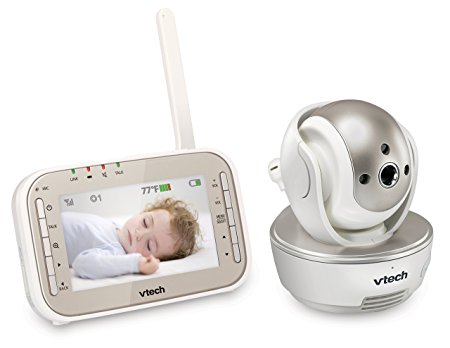 VTech VM343 Safe and Sound Pan and Tilt Video Baby Monitor with Night Vision, White