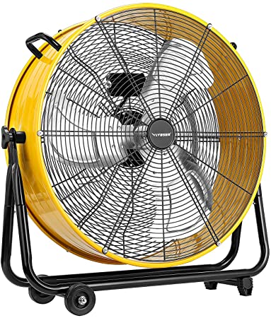 VIVOSUN Industrial Tilt Drum Fan 24” Heavy Duty High Velocity Floor Standing Fan 3 Speed Air Circulation Best for Basement Warehouse Factory, ETL Certified