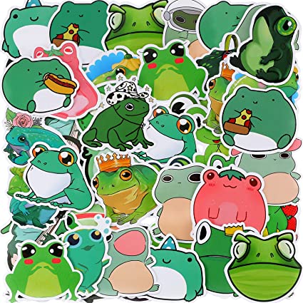 100 Pieces Frog Stickers Vinyl Frog Decals Cute Frog Laptop Stickers Cartoon Frog Waterproof Decorative Stickers for Computer, Luggage, Guitar, Bottle, Refrigerator